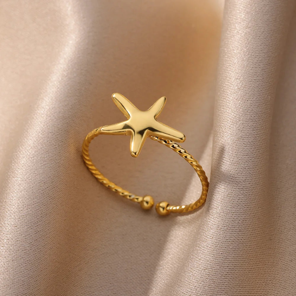 Anillo Ola Dorado - Acero Inoxidable - BellaLuxe