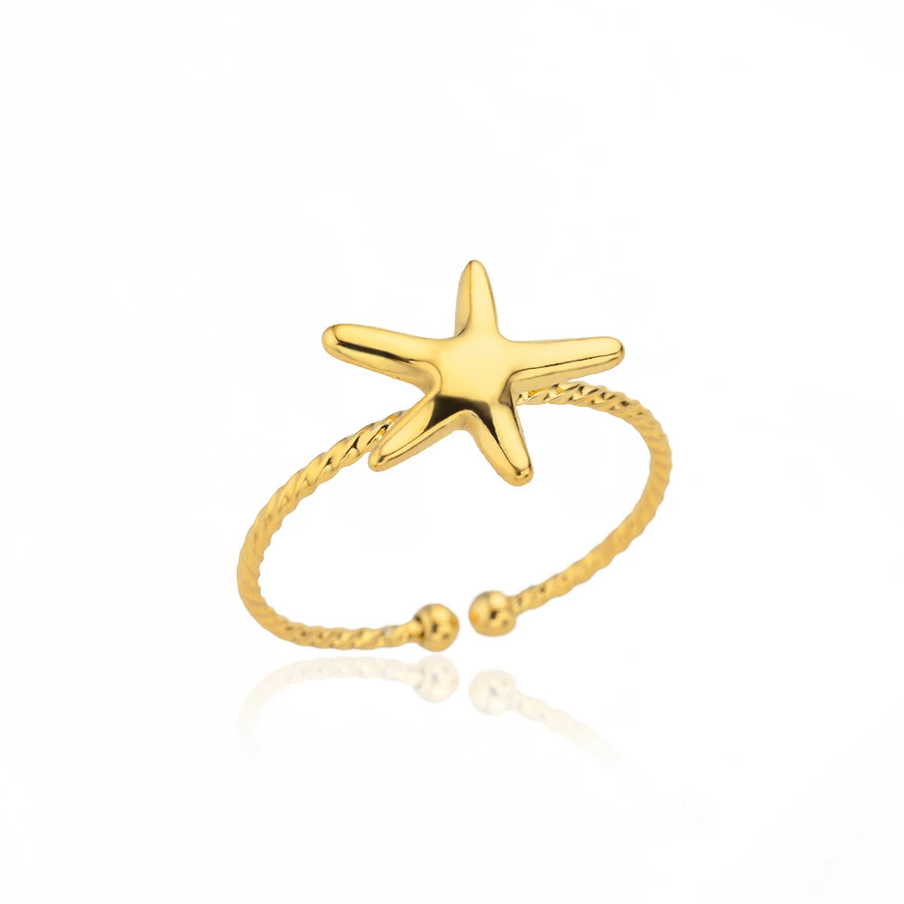 Anillo Ola Dorado - Acero Inoxidable - BellaLuxe