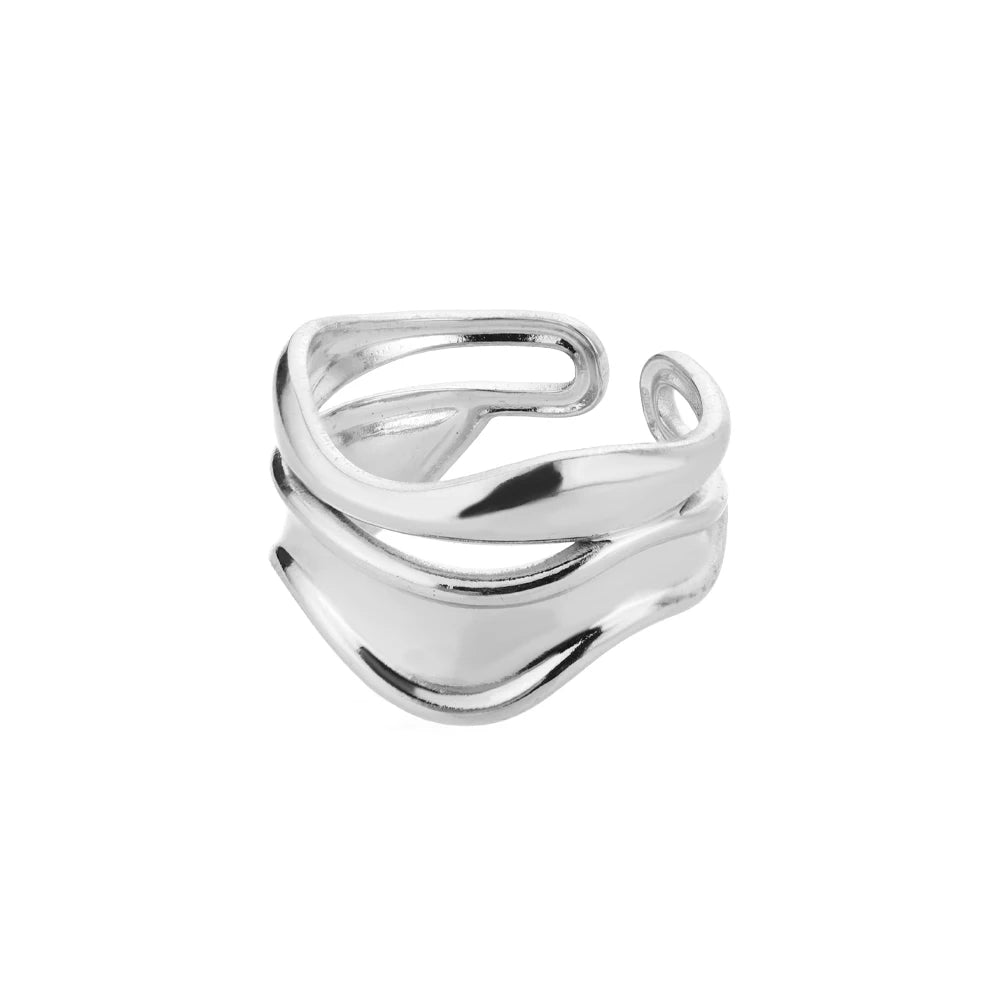 Anillo Ola Dorado - Acero Inoxidable - BellaLuxe