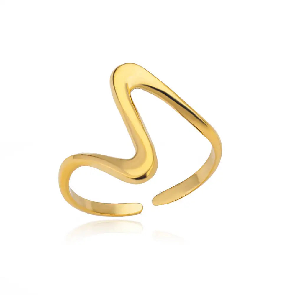 Anillo Ola Dorado - Acero Inoxidable - BellaLuxe